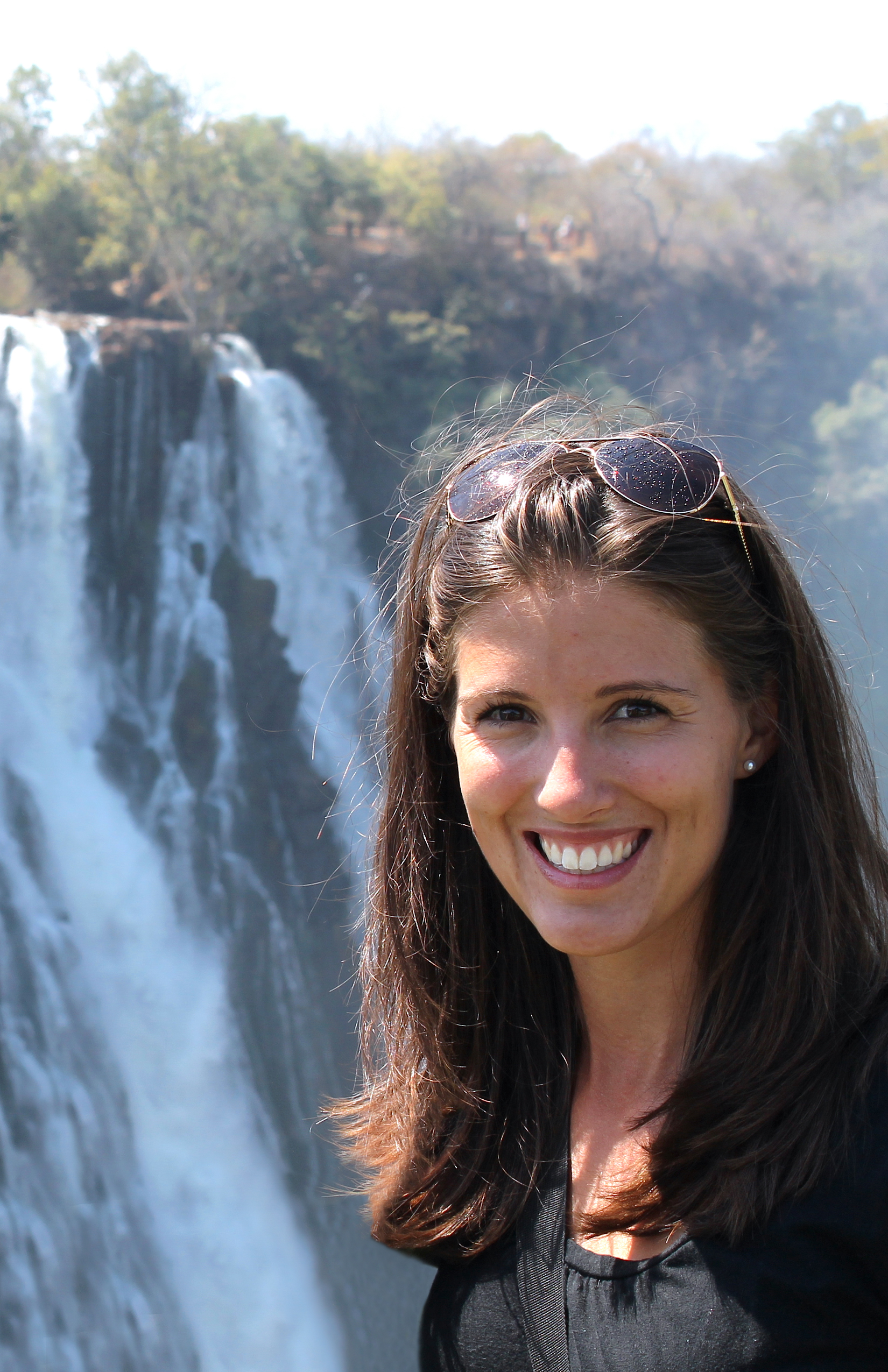 Girl in front of victoria falls